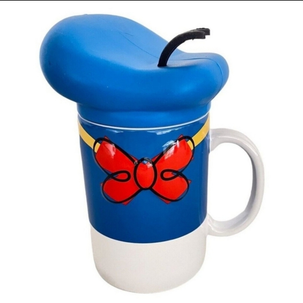 DisneyParks Donald Duck Ceramic Mug With Silicone Sailor's Hat Lid 16oz NWT